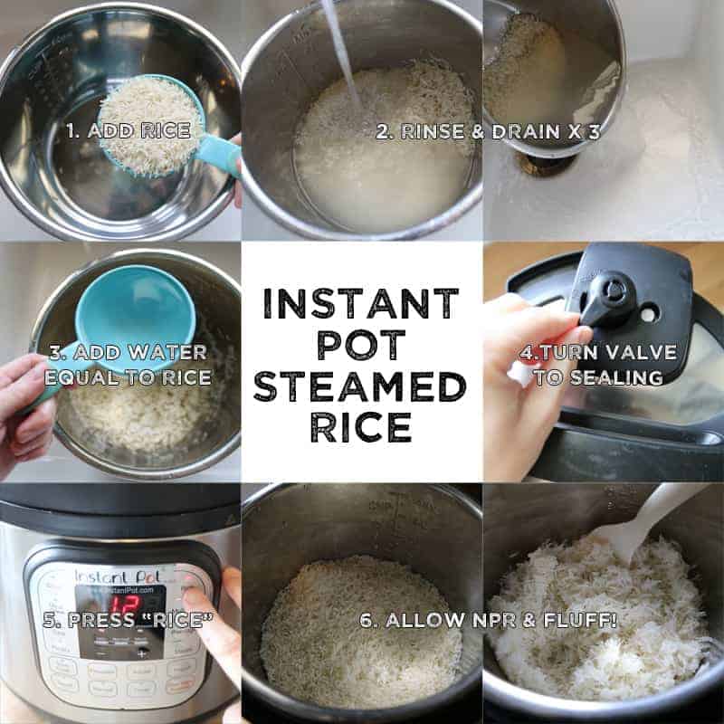Steps to making steamed long grain rice in the instant pot