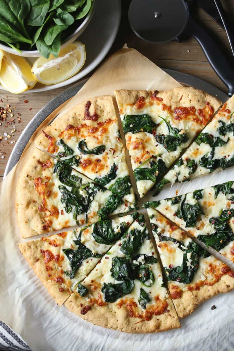 White Pizza With Spinach And Garlic