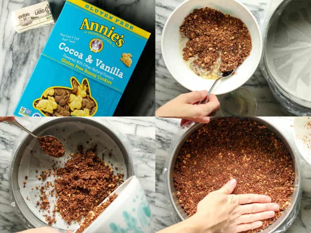 Making a gluten free cheesecake crust with annie's bunny grahams