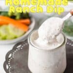 homemade ranch dip with spoon.