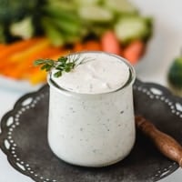 ranch dip in a jar with veggies.