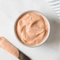 homemade chipotle mayo in a small bowl.