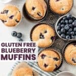 Gluten-free blueberry muffins in a vintage muffin tin.