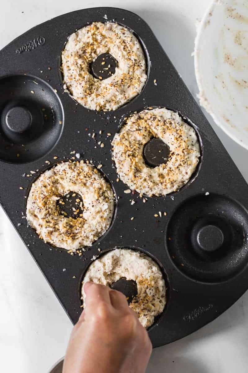 everything bagel seasoning on top of the pre-baked bagels.