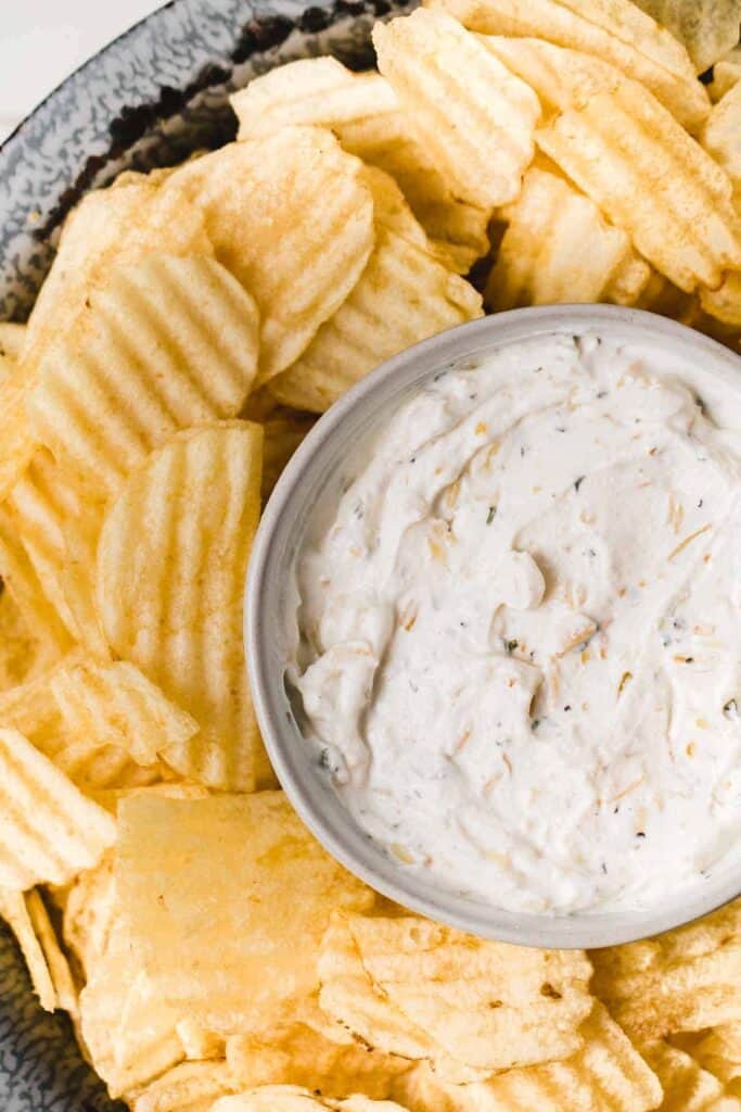 Spiralized Potato Chips With Onion Dip - Gluten Free Homestead