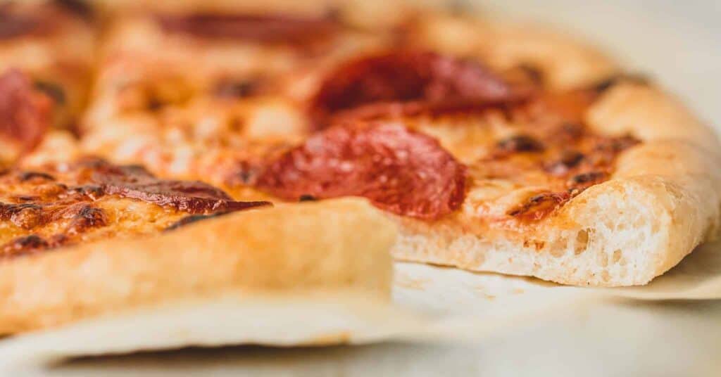 Gluten-free pepperoni pizza with airy crust.