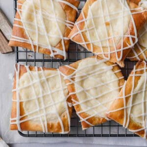 Gluten-free cheese danish on a wire cooling rack.