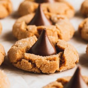 Flourless pb blossom cookies scattered.