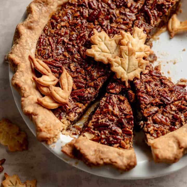 Gluten Free Pecan Pie Sliced In Pie Pan