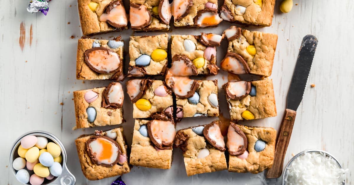 GlutenFree Easter Cookie Bars with Cadbury Mini Eggs and Creme Eggs