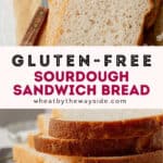 Slices of gluten free sourdough sandwich bread.