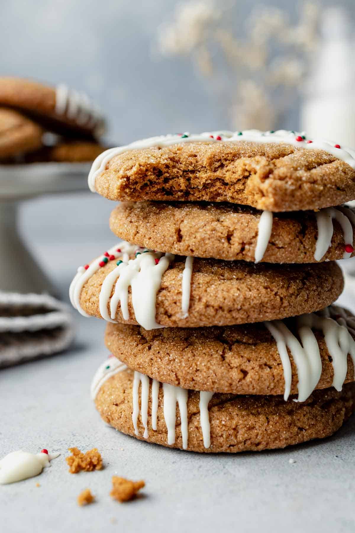 A stack of gluten free molasses cookies.