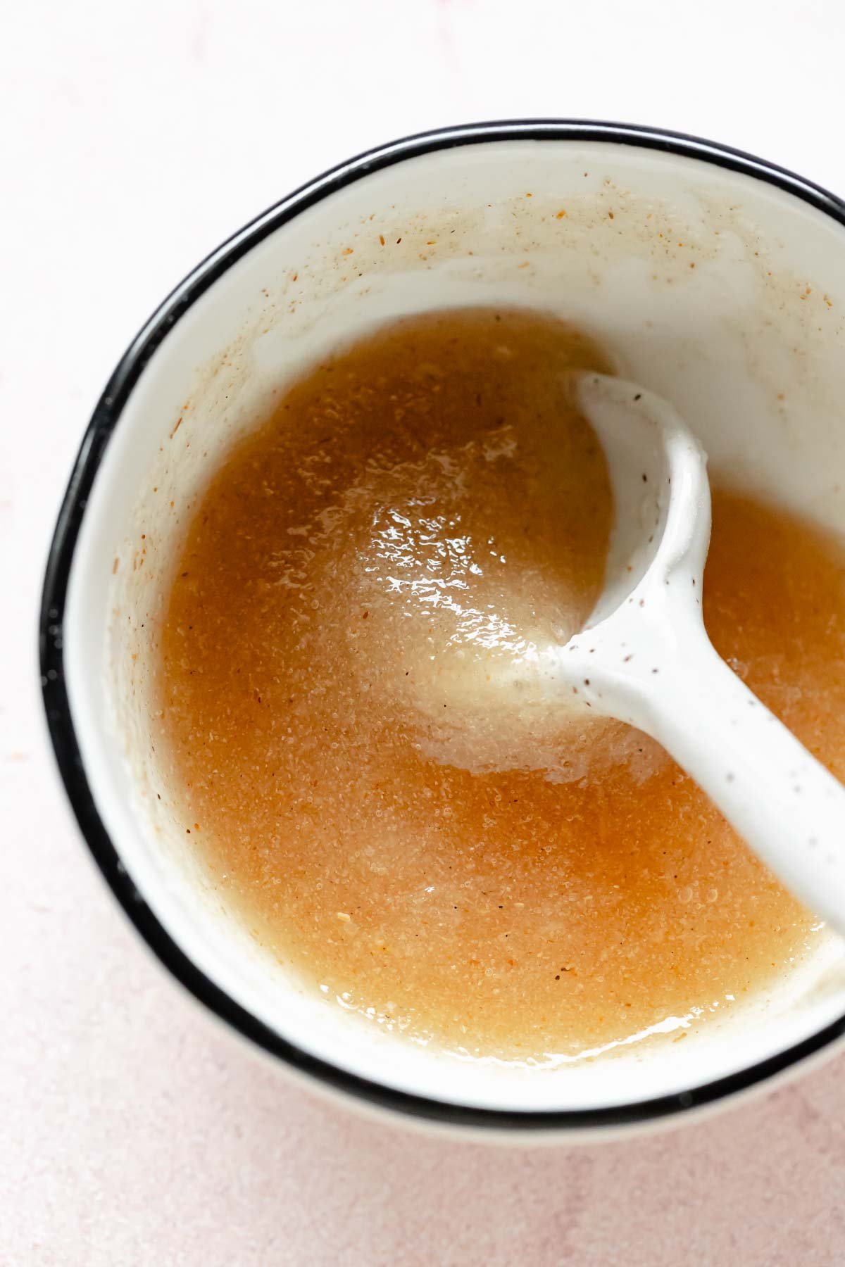 Psyllium husk gel in a bowl with a spoon.